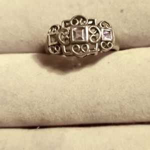 Vintage Sterling Silver Filigree Amethyst Ring